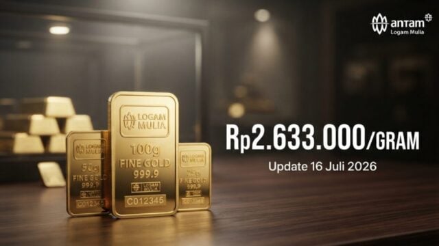 Harga Emas Antam Hari Ini 16 Juli 2026 Turun Tipis ke Rp2.633.000/Gram