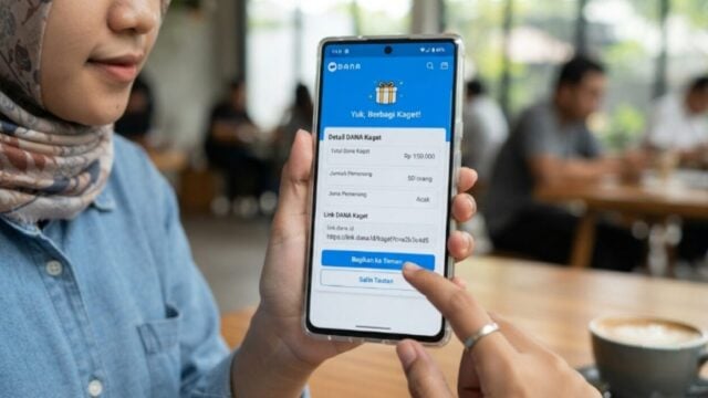 Ilustrasi fitur DANA Kaget di aplikasi DANA dengan tautan resmi domain link.dana.id