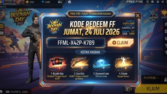 Kode Redeem FF Jumat 24 Juli 2026: Klaim Skin, Diamond, dan Item Eksklusif Garena