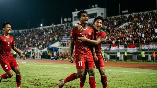 Mitchell Baker merayakan gol saat debut bersama Timnas Indonesia