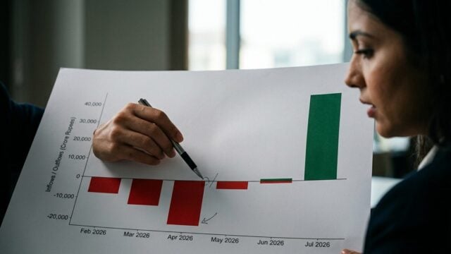 Grafik tren FPI India Februari hingga Juli 2026, Juli puncak Rs 42.000 crore