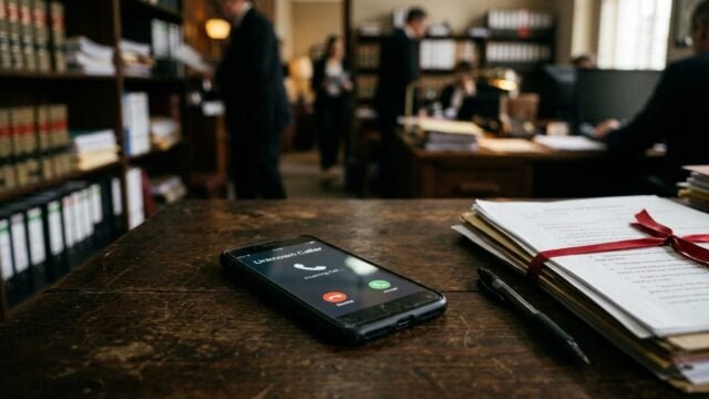 Smartphone menunjukkan panggilan telepon masuk sebagai simbol penipuan digital