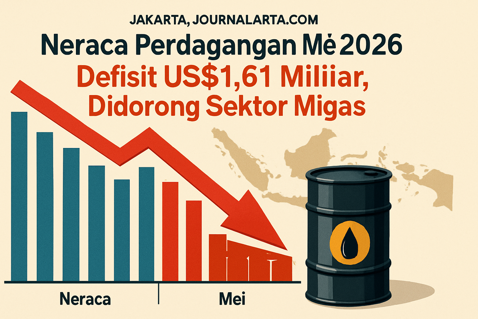 Neraca Perdagangan Mei 2026 Defisit US$1,61 Miliar, Didorong Sektor Migas