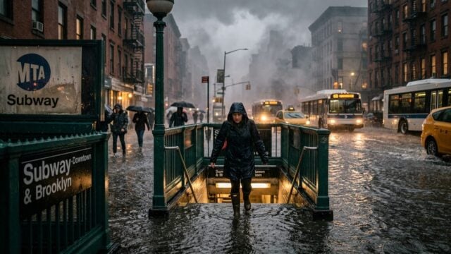 Peringatan banjir bandang saat hujan deras di New York