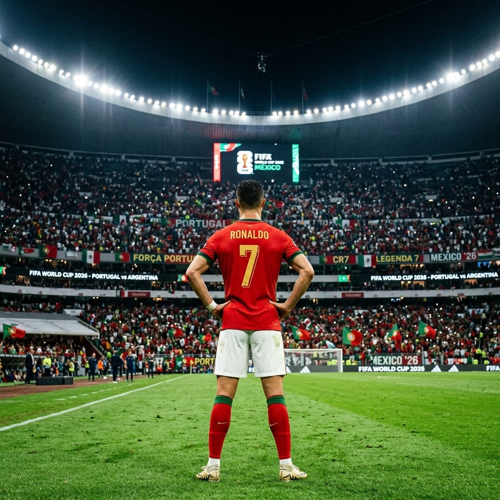 Cristiano Ronaldo standing in the stadium during World Cup 2026