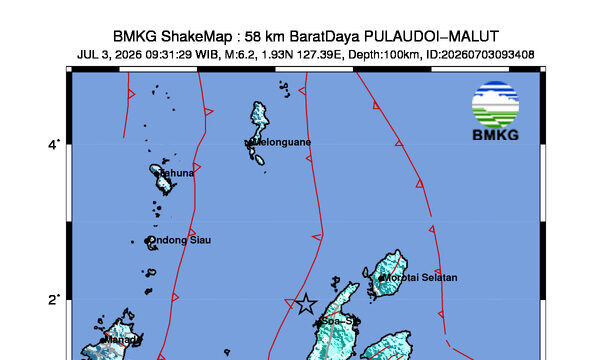 Shakemap gempa M6.2