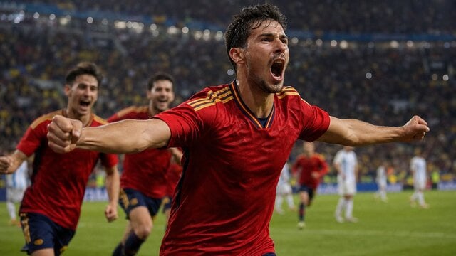 Simulasi editorial: selebrasi gol Spanyol di final Piala Dunia 2026 (Ferran Torres 1-0)