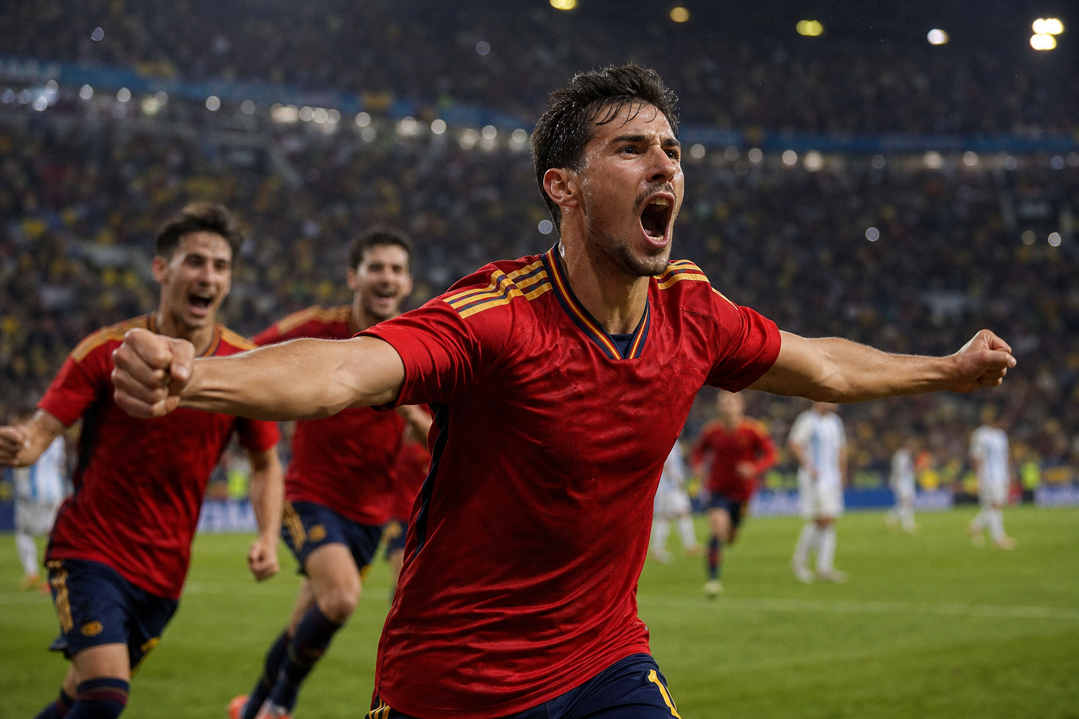 Simulasi editorial: selebrasi gol Spanyol di final Piala Dunia 2026 (Ferran Torres 1-0)