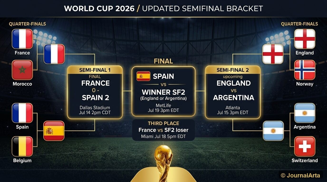 Updated World Cup 2026 semifinal bracket: Spain reach final after 2-0 win over France