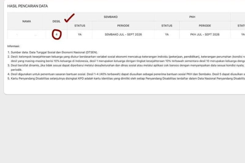 Cara Cek Desil DTSEN untuk Bansos PKH dan BPNT
