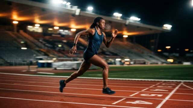 Adaejah Hodge saat berlaga di final lari 200 meter putri