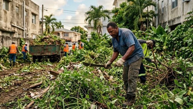 Tim penataan lingkungan membersihkan lahan kosong dan semak belukar di Bangka Barat dalam inisiatif Elvi Diana