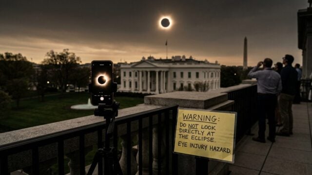 Foto gerhana Trump saat White House membagikan ulang gambar itu