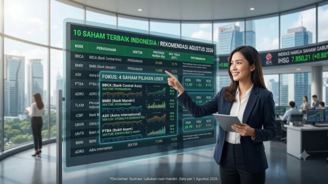 rekomendasi 10 saham terbaik agustus 2026 bmri bbca ptba asii