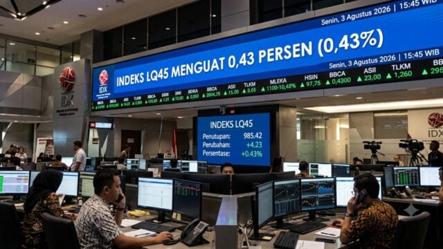 indeks lq45 menguat 0,43 persen 3 agustus 2026