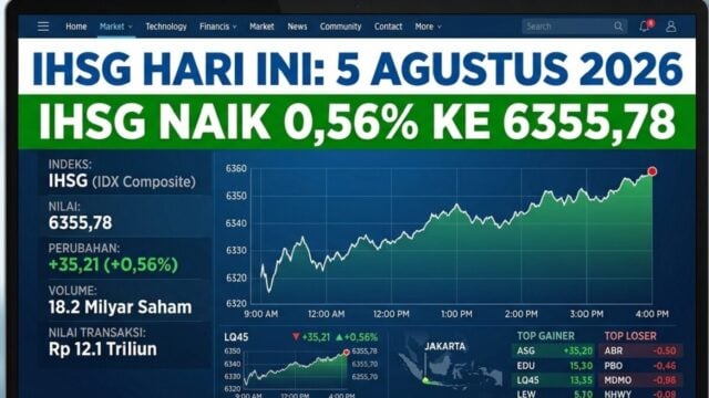 ihsg naik 0,56 persen ke 6355 pada 5 agustus 2026