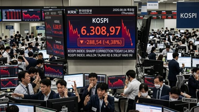 Indeks KOSPI Hari Ini 6 Agustus 2026 Anjlok -4,38% ke 6.308,97, Koreksi Tajam