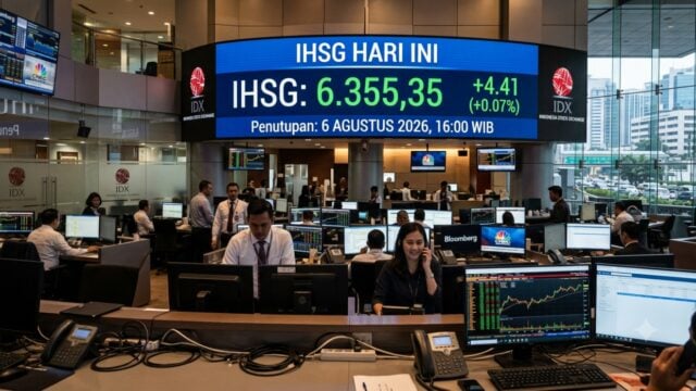 IHSG Hari Ini Kamis 6 Agustus 2026 Menguat ke 6.355,35, Naik 0,07%
