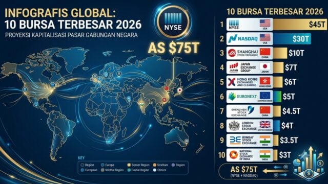 daftar 10 bursa saham terbesar dunia 2026 berdasarkan kapitalisasi pasar