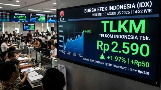 Saham TLKM Stagnan di Rp2.590, 13 Agustus 2026