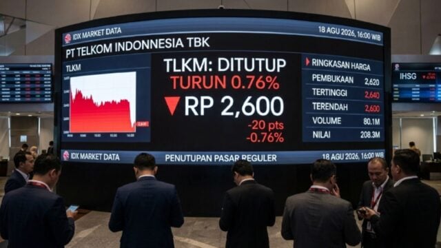 Saham TLKM Ditutup Turun 0,76% ke Rp2.600 di Penutupan 18 Agustus 2026