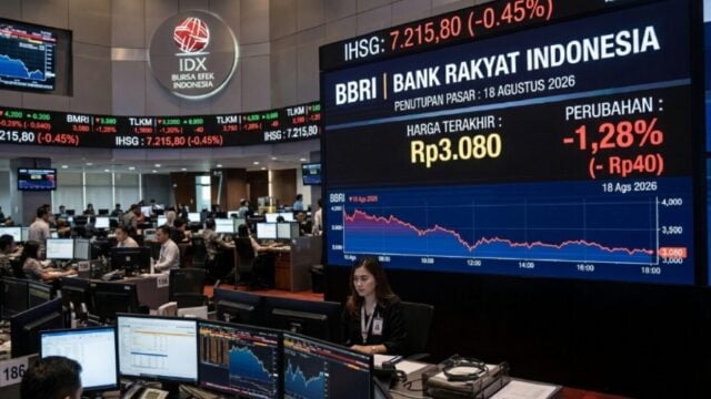 Saham BBRI Ditutup Turun 1,28% ke Rp3.080 di Penutupan 18 Agustus 2026