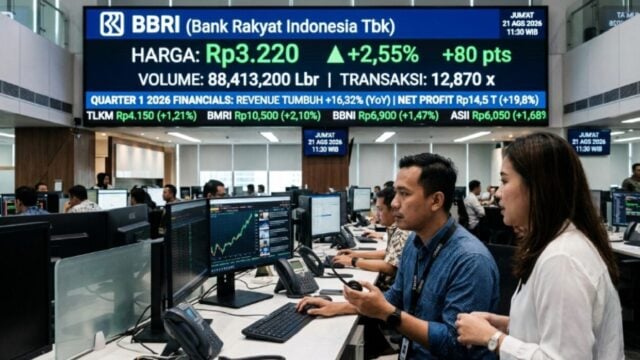 Saham BBRI Menguat 2,55% ke Rp3.220 Hari Ini, Revenue Q1 2026 Tumbuh 16,32%