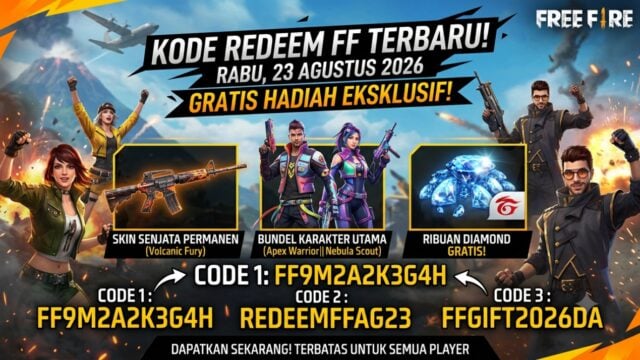 Kode Redeem FF 23 Agustus 2026: Gratis Skin, Diamond & Tas Sayap