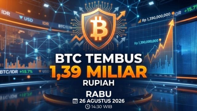 Harga Bitcoin Hari Ini Rabu 26 Agustus 2026: BTC Tembus Rp1,395 Miliar, Naik 0,35%