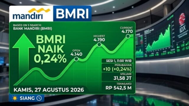 Update Harga Saham Bank Mandiri BMRI Siang Ini