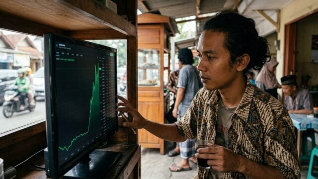 Grafik pergerakan saham dan tren data komoditas energi dunia