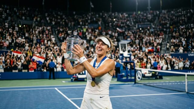 Aldila Sutjiadi merayakan kemenangan di ajang tenis WTA 500 DC Open