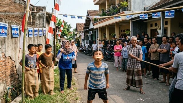 Peserta lomba rakyat Partai Demokrat Barito Selatan mengikuti berbagai permainan tradisional di Buntok dalam rangka memeriahk