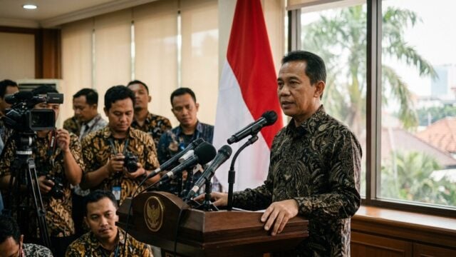 Konferensi pers terkait isu reshuffle Kabinet Merah Putih di Istana Negara