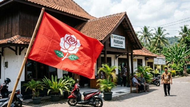 Bendera PSI Banten berkibar dalam acara konsolidasi partai bersama Narji Cagur di Lebak