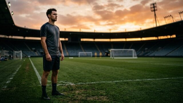 Pemain sepak bola Jadon Sancho berdiri di lapangan hijau