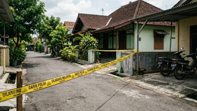 Garis polisi di jalur sepi perkebunan tebu lokasi pembegalan