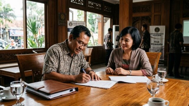 Prosesi penandatanganan kerja sama Persib Bandung dan bank bjb di Bogor