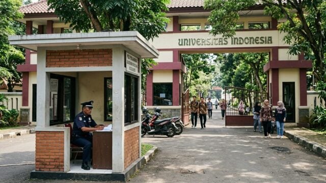 Gerbang masuk Universitas Jenderal Soedirman di Purwokerto saat siang hari