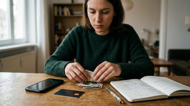 Uang Gen Z di tengah cash, ponsel, dan catatan anggaran