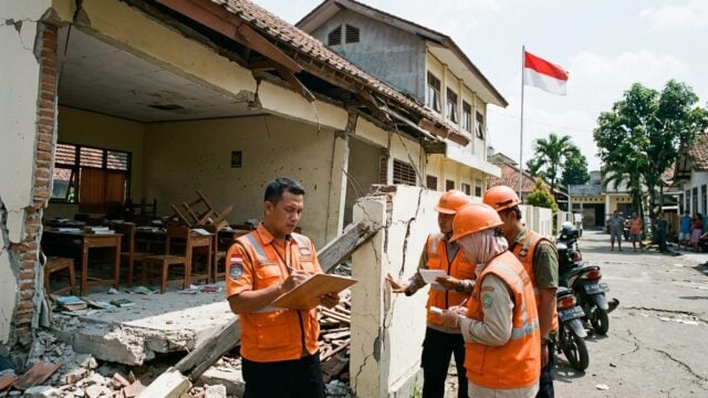 Sekolah rusak akibat gempa di NTT dengan tim asesmen kerusakan bangunan melakukan inspeksi