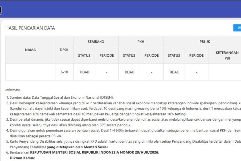 Cara mengecek PKH 2026 lewat HP di situs Kemensos