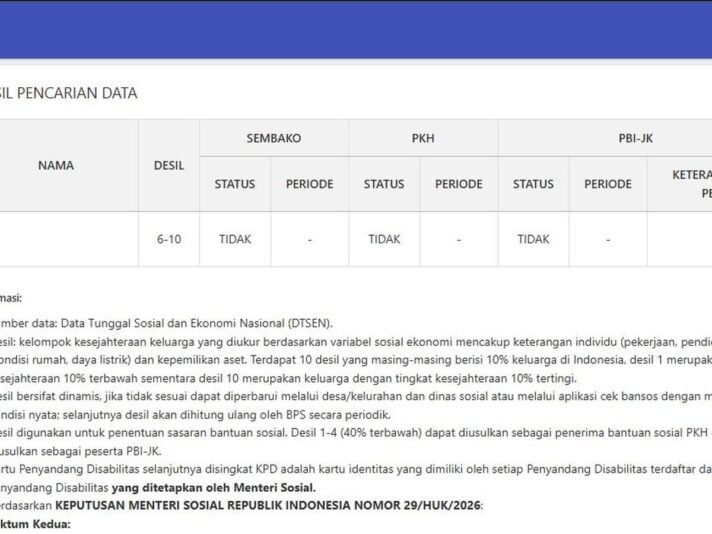Cara mengecek PKH 2026 lewat HP di situs Kemensos