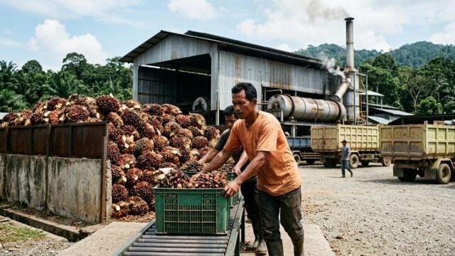 Pabrik kelapa sawit di wilayah Barsela Aceh memproses tandan buah segar yang dibawa petani dari kebun