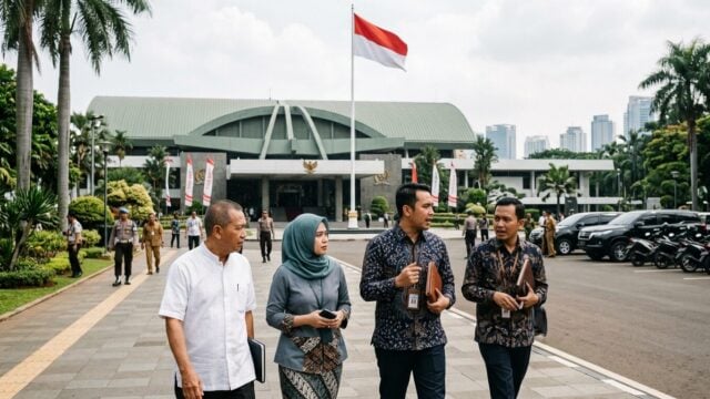 Gedung DPR RI Kompleks Parlemen Senayan Jakarta tempat Saan Mustopa memberikan pernyataan soal kasus keracunan MBG