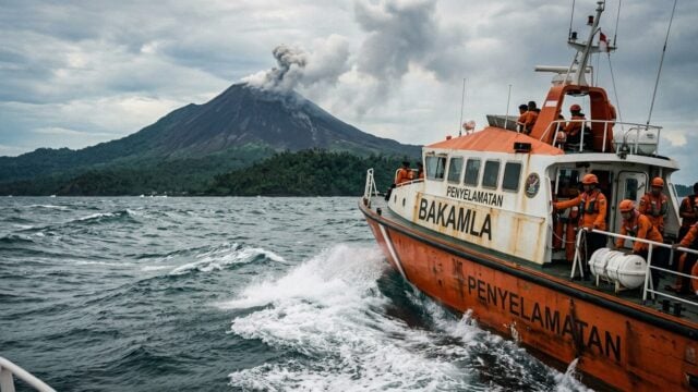 Pencarian SAR untuk lima wartawan hilang saat meliput Gunung Anak Krakatau di Selat Sunda