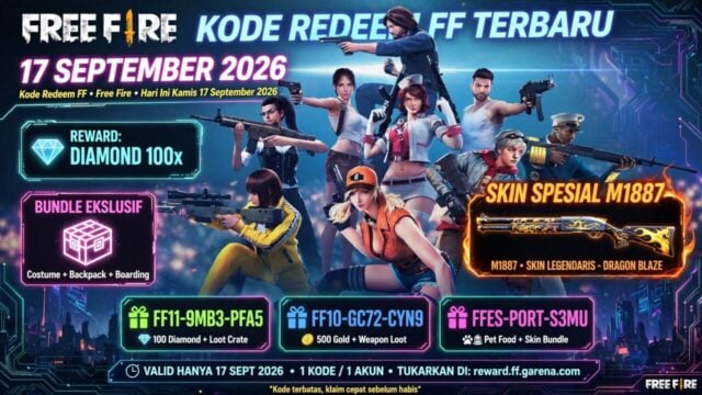 Kode Redeem FF Hari Ini Kamis 17 September 2026