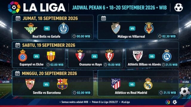 Jadwal Liga Spanyol Pekan 6