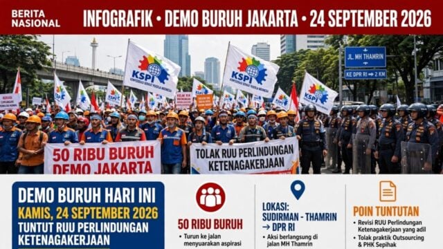 50 Ribu Buruh Demo Hari Ini Kamis 24 September 2026