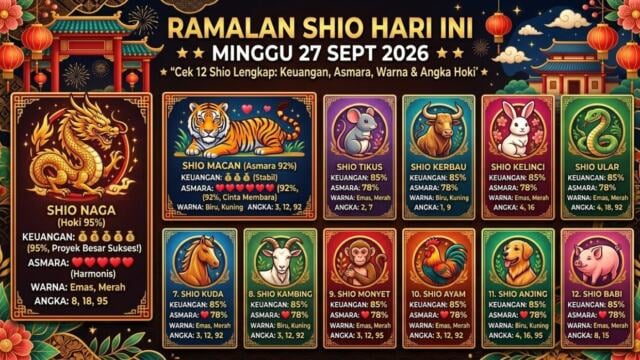 Ramalan Shio Hari Ini Minggu 27 September 2026